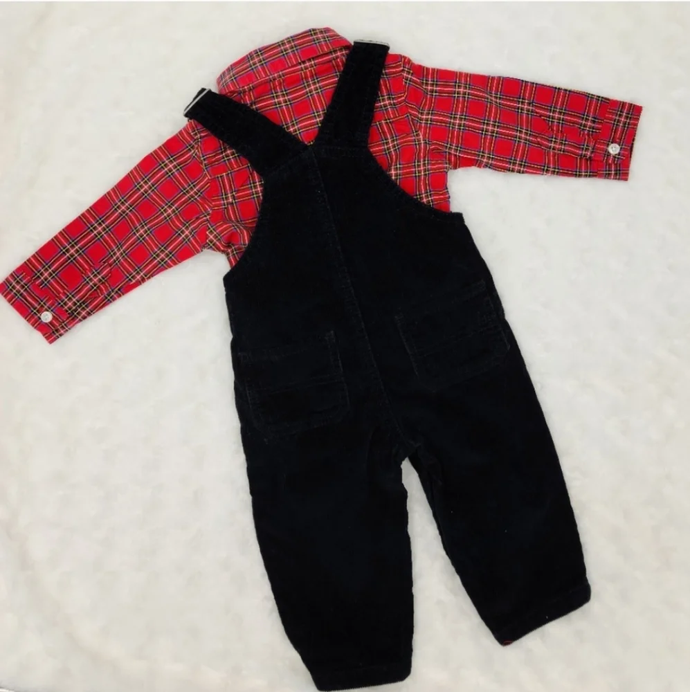 Carter's baby boy holiday corduroy overalls bundle size 9 months